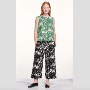 marimekko pants, wide-leg linen print, cropped